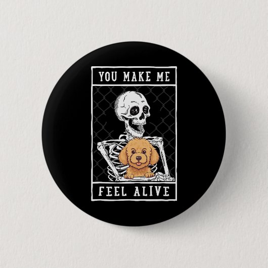 Skeleton You Feel Halloween Me Alive Ronde Button 5,7 Cm (Voorkant)