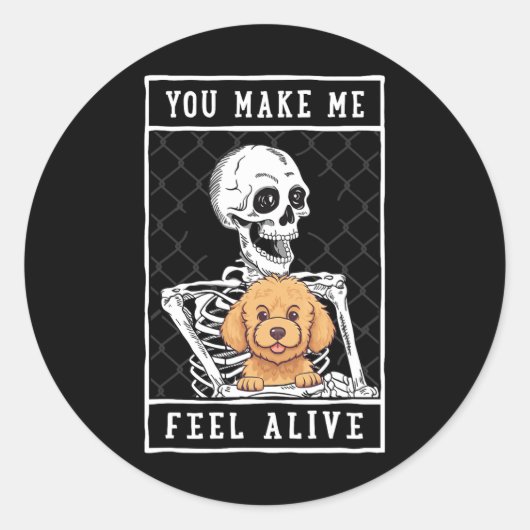 Skeleton You Feel Halloween Me Alive Ronde Sticker (Voorkant)