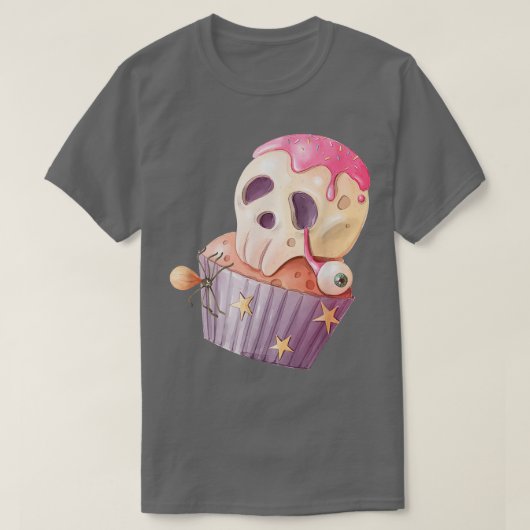 Skeleton Yummy Frosted Cupcake Eyeball Star Spider T-shirt (Design voorkant)