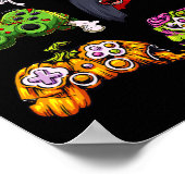 Skeleton Zombie Gaming Controllers Halloween Gamer Poster (Hoek)