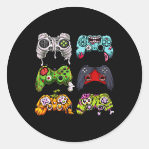Skeleton Zombie Gaming Controllers Halloween Gamer Ronde Sticker
