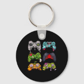 Skeleton Zombie Gaming Controllers Halloween Gamer Sleutelhanger (Voorkant)