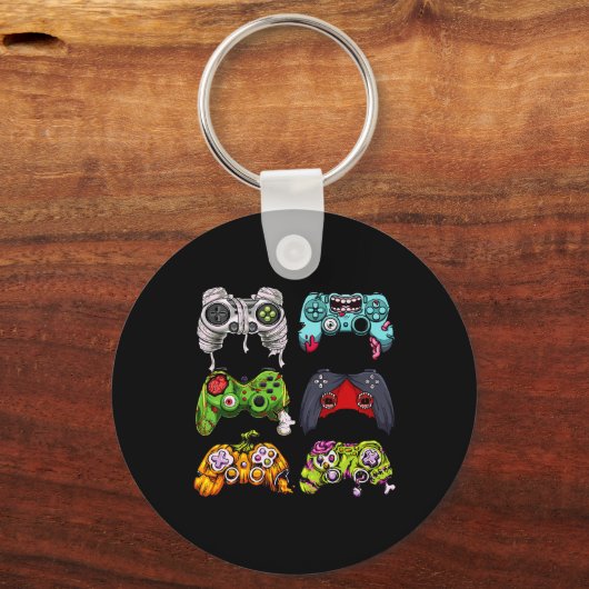 Skeleton Zombie Gaming Controllers Halloween Gamer Sleutelhanger (Voorkant)