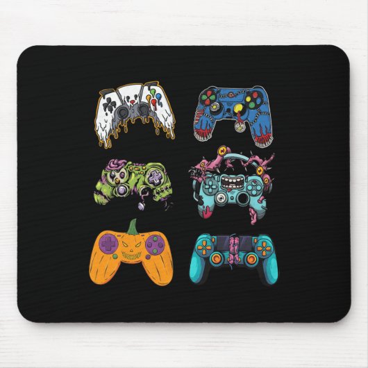 Skeleton Zombie Gaming Controllers Halloween voor  Muismat (Voorkant)
