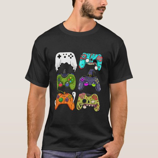 Skeleton Zombie Gaming Controllers Halloween voor  T-shirt (Voorkant)