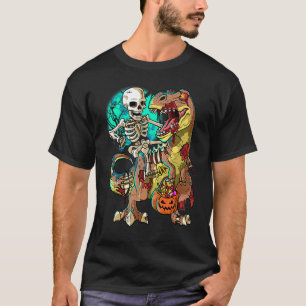 Skeleton Zombie Rex Halloween Kinder Pumpkin Dinos T-shirt