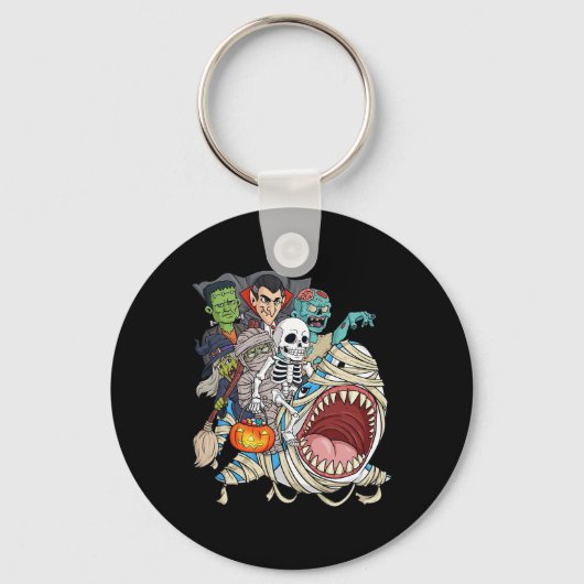 Skeleton Zombie Rijden Mummy Shark Vampire Hallowe Sleutelhanger (Voorkant)