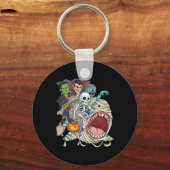 Skeleton Zombie Rijden Mummy Shark Vampire Hallowe Sleutelhanger (Voorkant)