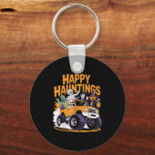 Skeleton Zombie Vampire Monster Truck Halloween Te Sleutelhanger (Voorkant)
