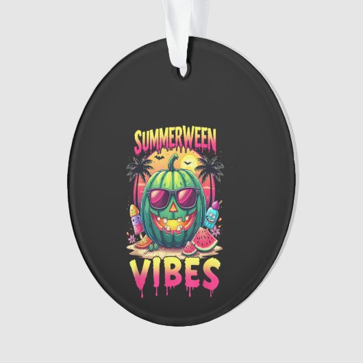 Skeleton Zomer Vibes Watermelon Jack-O Ornament (voorkant)