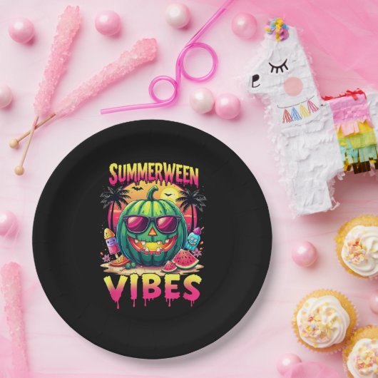 Skeleton Zomer Vibes Watermelon Jack-O Papieren Bordje (Feest)