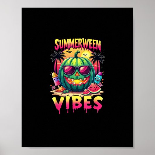 Skeleton Zomer Vibes Watermelon Jack-O Poster (Voorkant)
