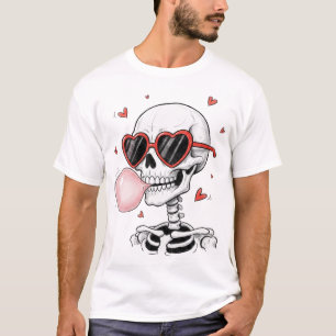 Skeleton Zonnebril Hartjes Bubble Gum 90s Grafisch T-shirt