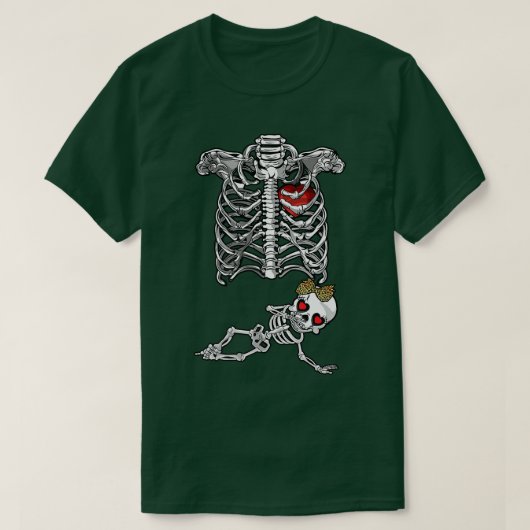 Skeleton Zwangerschap Aankondiging voor de eerste  T-shirt (Design voorkant)