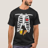 Skeleton Zwangerschap Pizza Beer Xray Halloween Bi T-shirt (Voorkant)