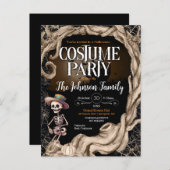 Skeleton Zwart Halloween Kostuum Feest Uitnodiging (Voorkant / Achterkant)