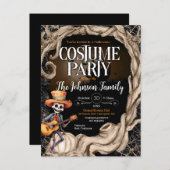 Skeleton Zwart Halloween Kostuum Feest Uitnodiging (Voorkant / Achterkant)