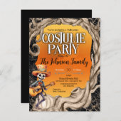 Skeleton Zwart Halloween Kostuum Feest Uitnodiging (Voorkant / Achterkant)