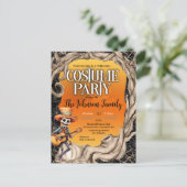 Skeleton Zwart Halloween Kostuum Feest Uitnodiging (Staand voorkant)