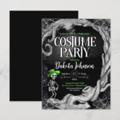 Skeleton Zwart Halloween Kostuum Feest Uitnodiging Briefkaart (Voorkant / Achterkant)