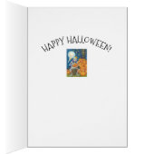 SKELETON, ZWARTE KATTEN DIE PUMPKIN WENSKAART VERV (Binnen (Rechts))