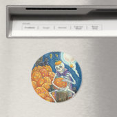 SKELETON, ZWARTE VANGSTEN DIE POMPKINS MAGNET Rond (Insitu (Vaatwasser))
