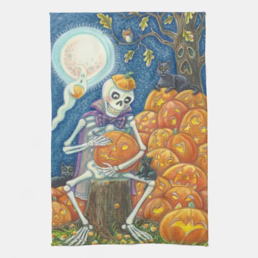 SKELETON, ZWARTE VATTEN MET JACKS KITCHEN TOWEL THEEDOEK (Verticaal)