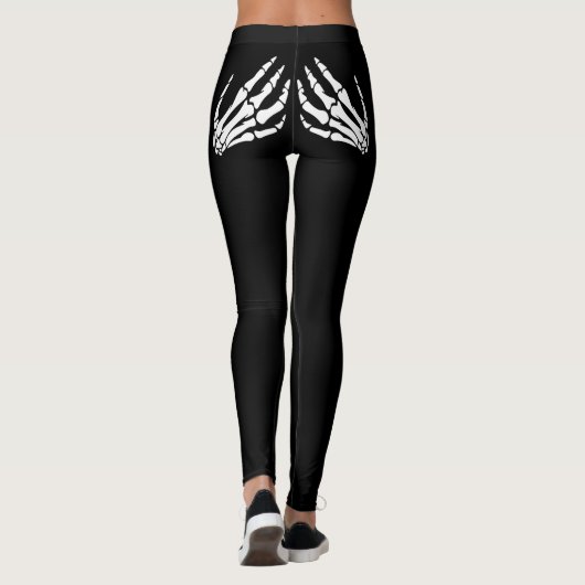 Skeletonhanden raken Butt Halloween Leggings (Achterkant)