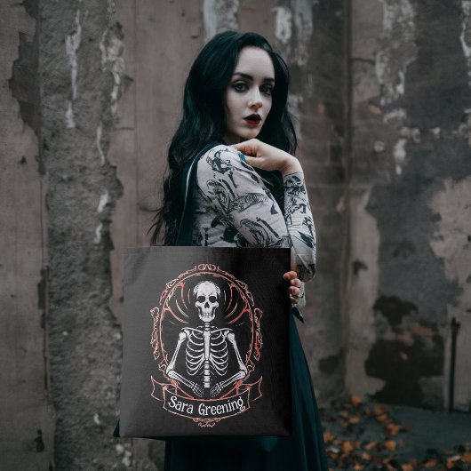 Skeletonnaam Gotische horror Gothic schedel Donker Tote Bag