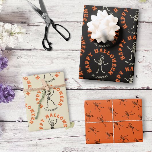 Skeletonpatroon Gepersonaliseerde Halloween Inpakpapier Vel