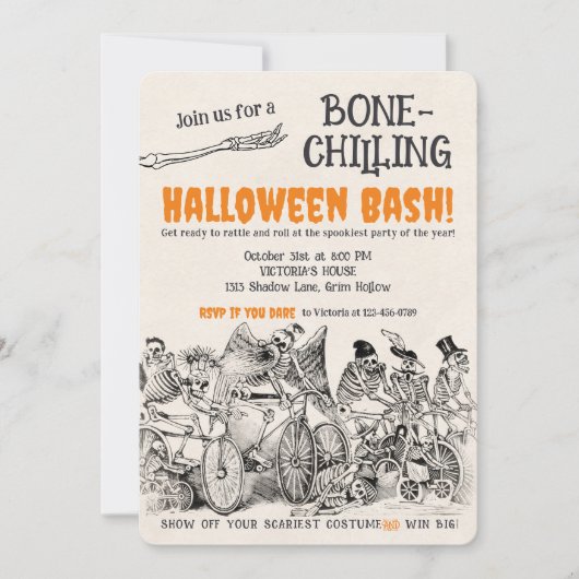 Skeletons 2 Bone-Chilling Halloween Party Kaart (Voorkant)