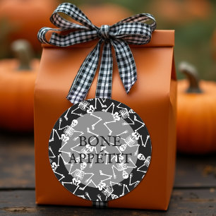 Skeletons BONE APPÉTIT Ronde Sticker