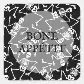 Skeletons BONE APPÉTIT Vierkante Sticker (Voorkant)