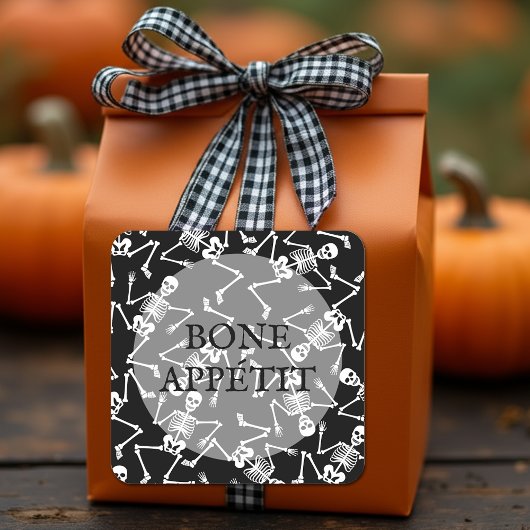 Skeletons BONE APPÉTIT Vierkante Sticker
