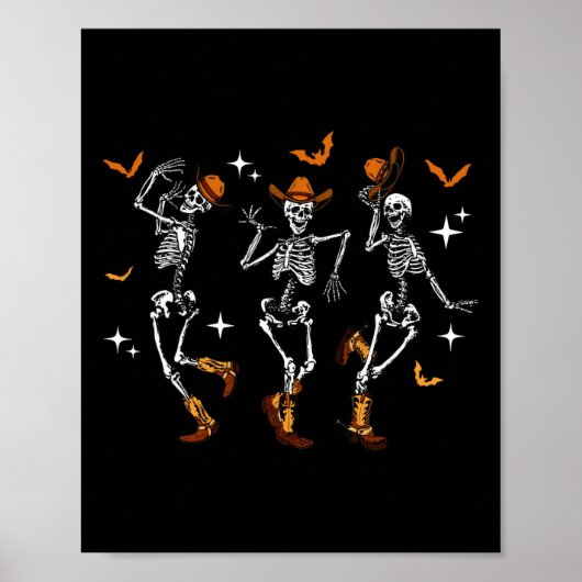 Skeletons Dance Cowboy Western Halloween Kostuum M Poster (Voorkant)