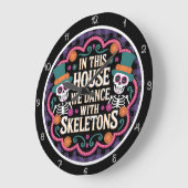 Skeletons Dance House Halloween Graphic Grote Klok (Hoek)