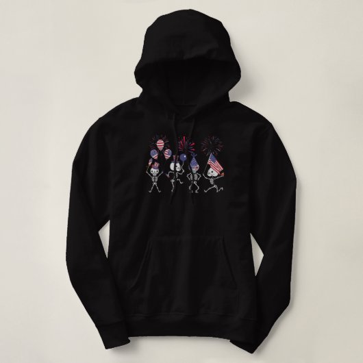 Skeletons Dancing July Fourth Funny 4th Of July Ki Hoodie (Design voorkant)
