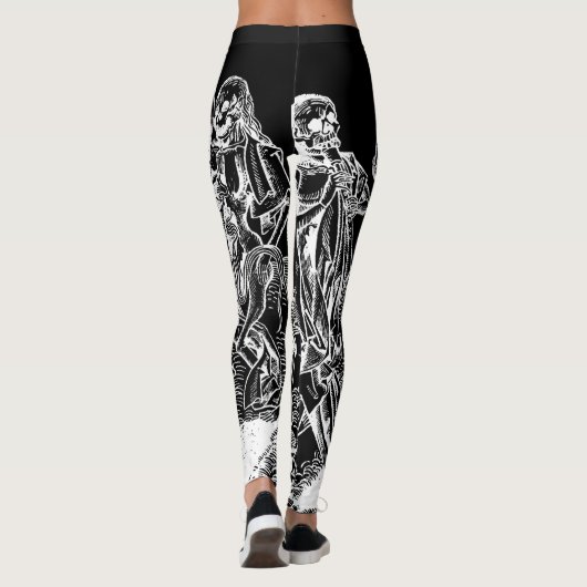 Skeletons Danse Macabre Black Leggings (Achterkant)