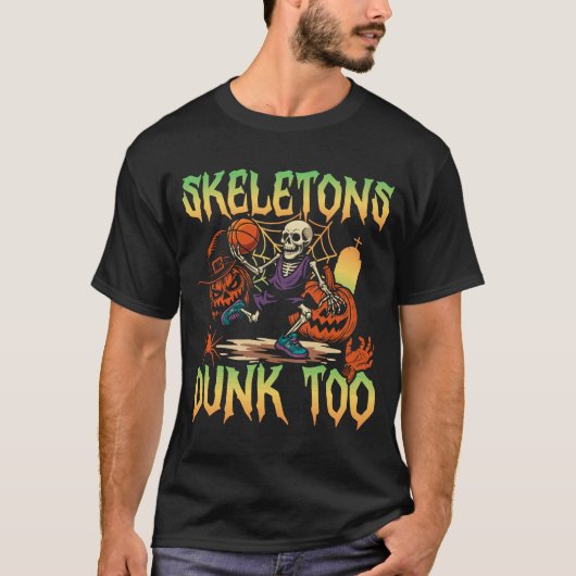 Skeletons Dunk Too Sports Halloween T-shirt (Voorkant)
