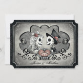 Skeletons Grijs Zwart Hart Trouwen "Samen met" Kaart (Voorkant)