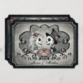 Skeletons Grijs Zwart Hart Trouwen "Samen met" Kaart (Voorkant / Achterkant)