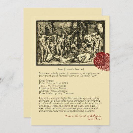 Skeletons' Halloween Invitation Kaart (Voorkant / Achterkant)