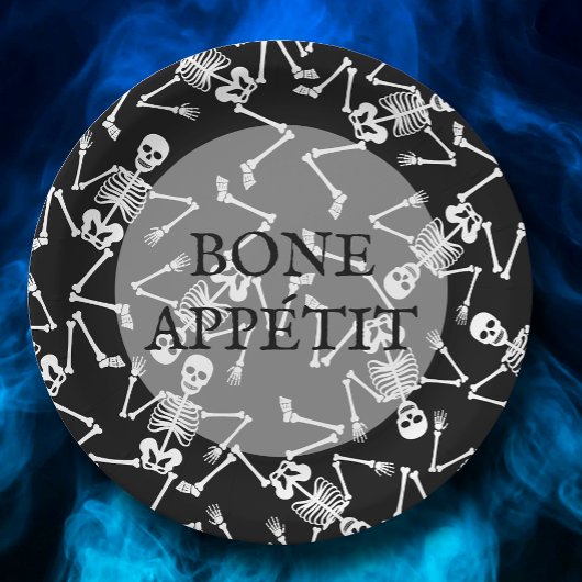 Skeletons Halloween Party Black Papieren Bordje