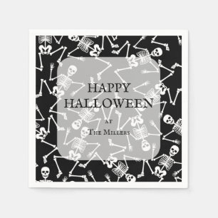Skeletons Halloween Party Black Servet