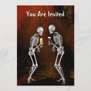 Skeletons Halloween Party Invitation Kaart