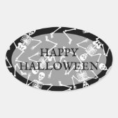 Skeletons Happy Halloween Ovale Sticker (Voorkant)