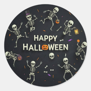 Skeletons Happy Halloween Ronde Sticker