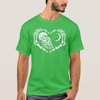 Skeletons In Love In Heart Shape Skeleton Hands T-shirt
