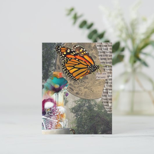 Skeletons Mixed Media Collage Briefkaart (Staand voorkant)