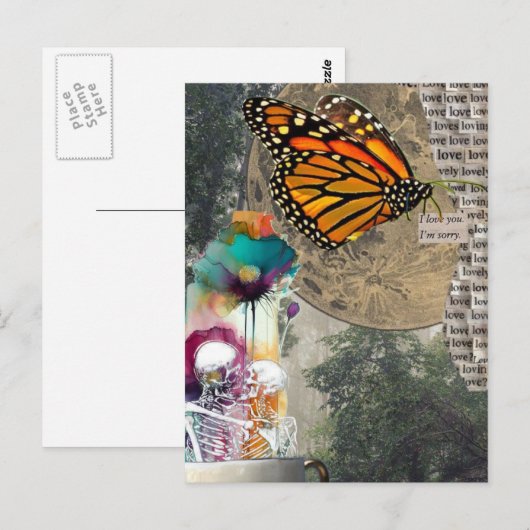 Skeletons Mixed Media Collage Briefkaart (Voorkant / Achterkant)